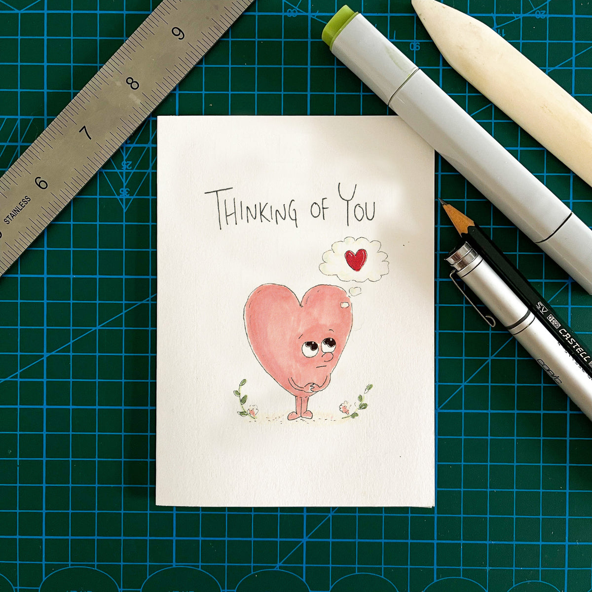 Thinking Of You thoughtful support and condolence greeting card by Well Drawn Australia, image 3