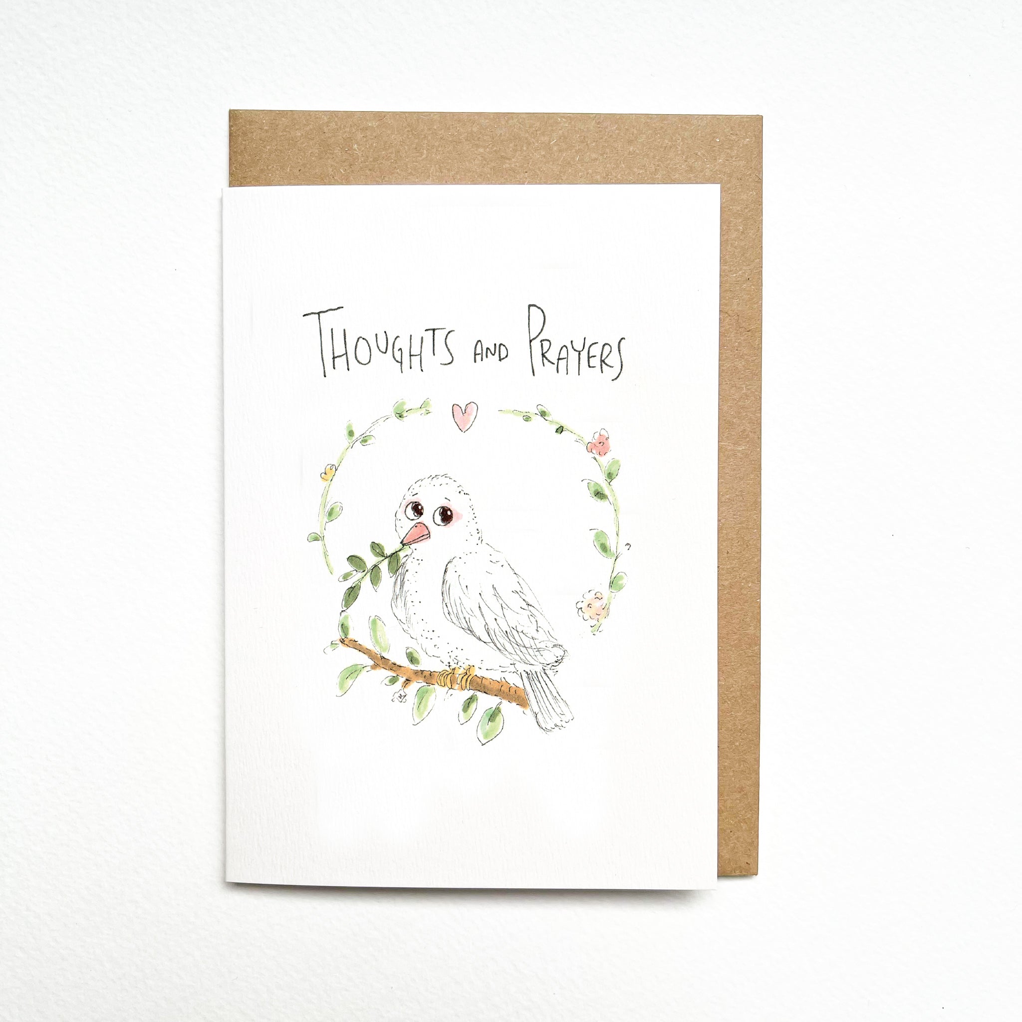 Thoughts And Prayers hand-drawn sympathy and condolence greeting card by Well Drawn Australia