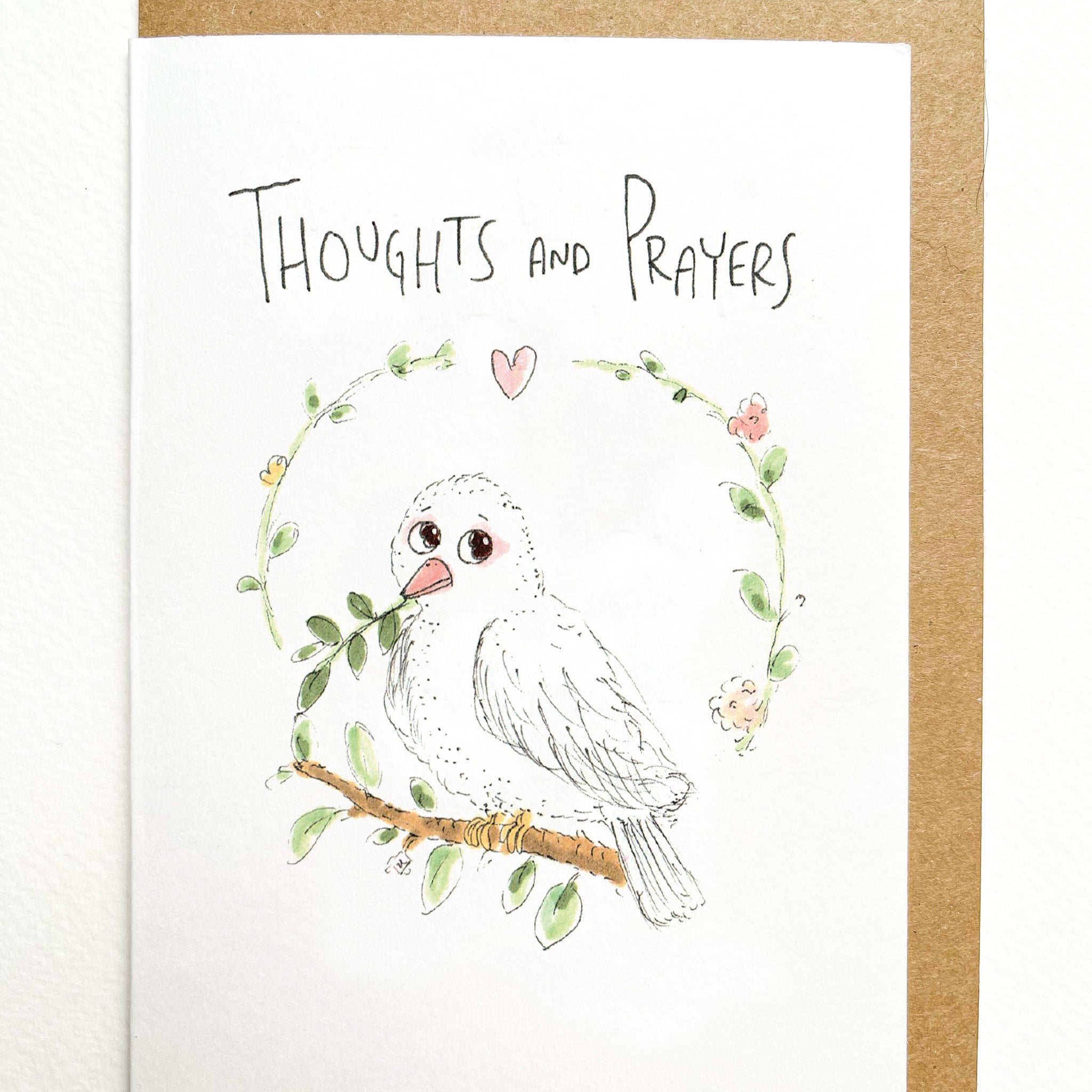 Thoughts And Prayers sympathy card, hand-drawn in Melbourne by Well Drawn, product image 2