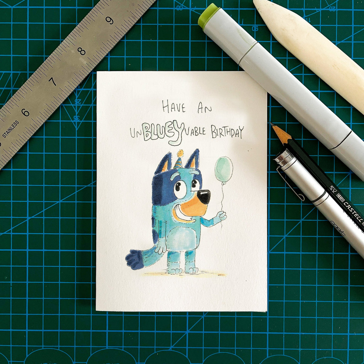 Have an UnBLUEYvable Birthday | Well Drawn A6 birthday greeting card photo 3 of 9