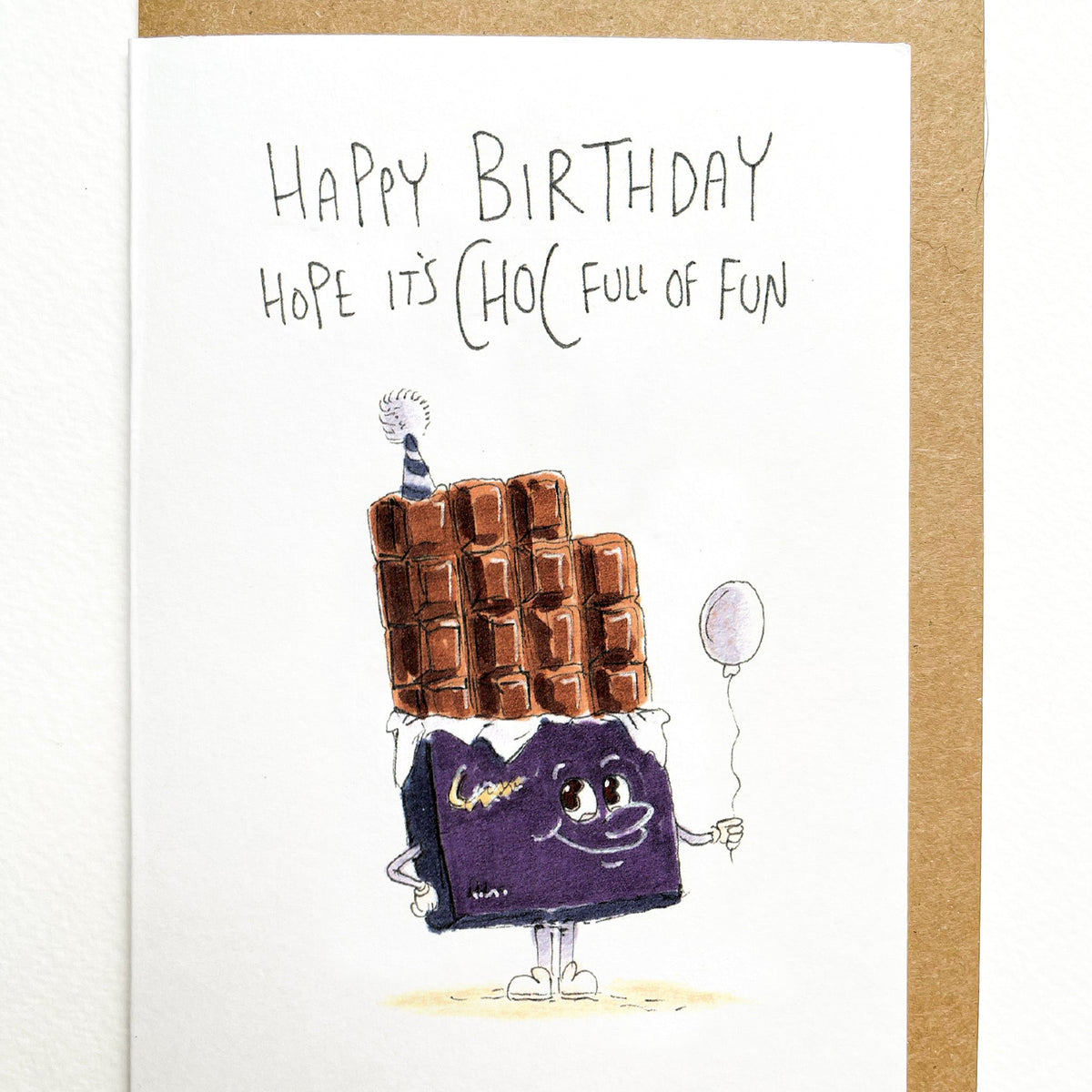 Happy Birthday, Hope It's CHOC Full of Fun | Well Drawn A6 birthday greeting card photo 2 of 9