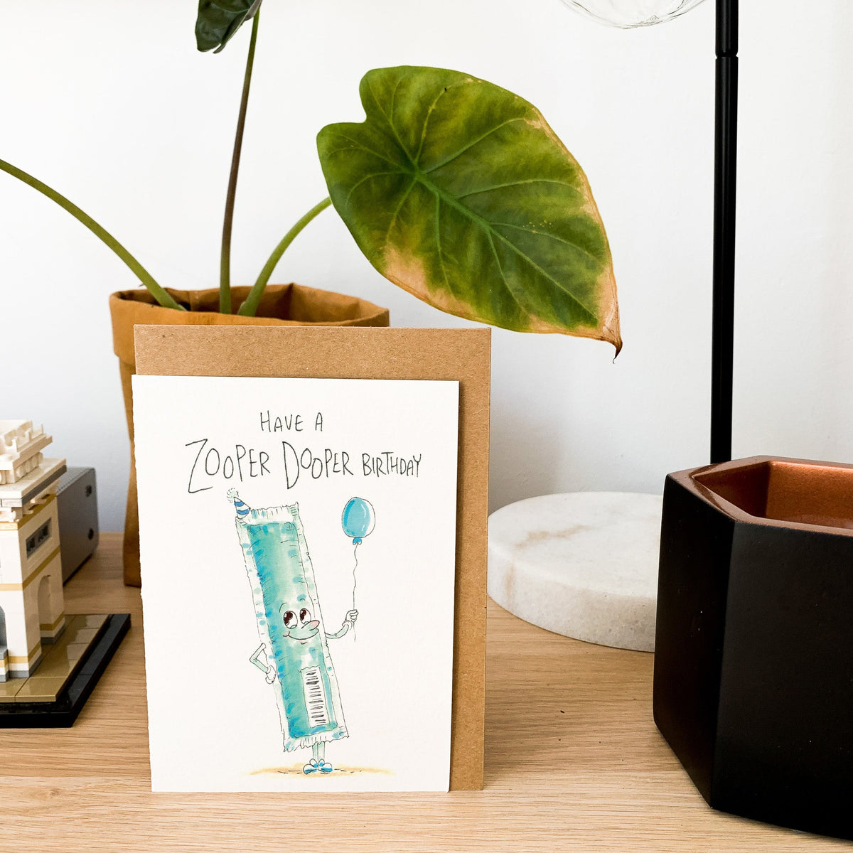 Have a Zooper Dooper Birthday | Well Drawn A6 birthday greeting card photo 8 of 9