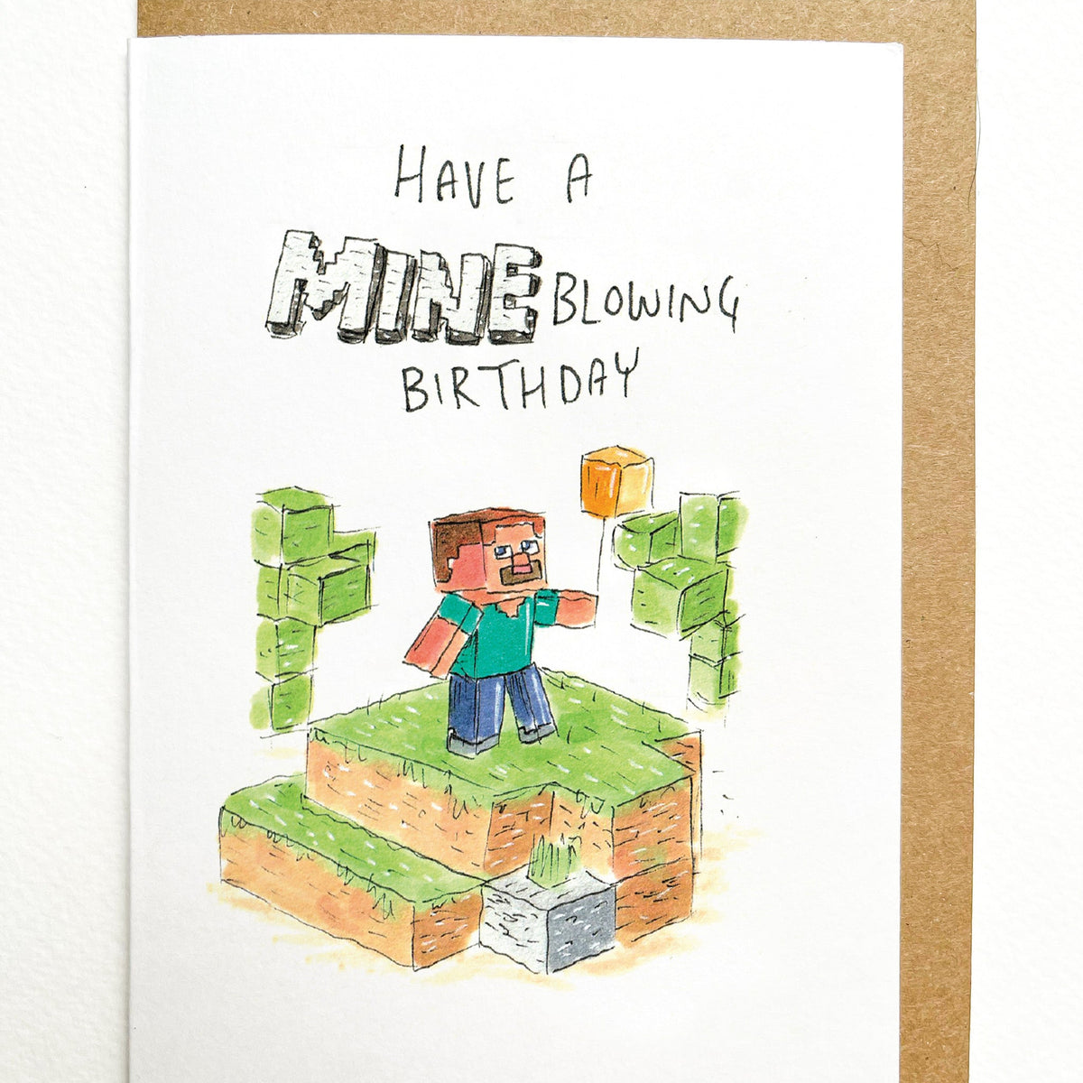 Have a MINE-Blowing Birthday – Minecraft video game birthday card by Well Drawn, photo 2