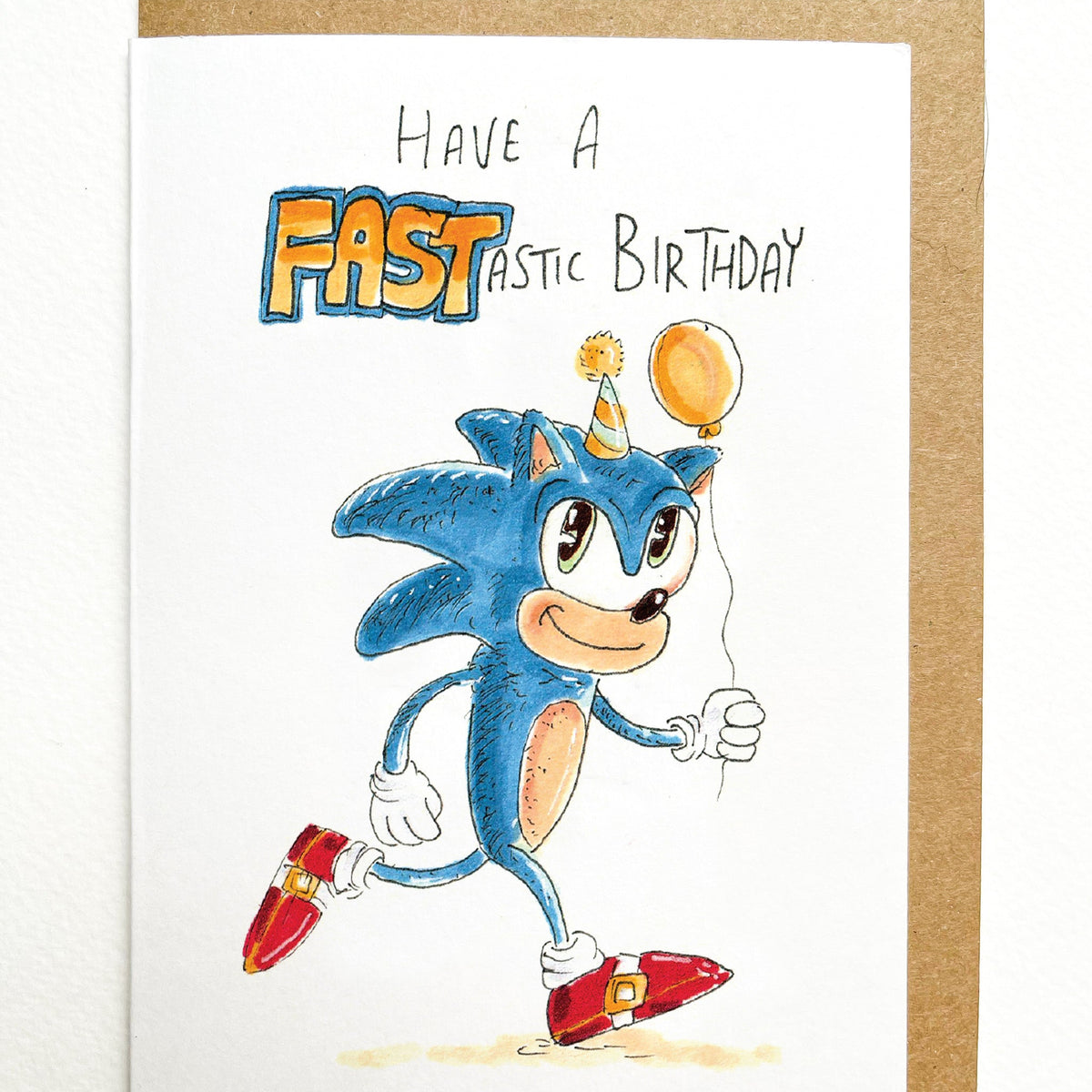 Have a FASTastic Birthday – Sonic video game birthday card by Well Drawn, photo 2
