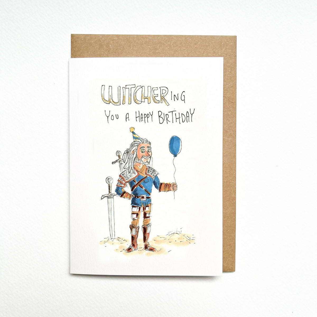 WITCHERing You a Happy Birthday – The Witcher gamer birthday card by Well Drawn, main product photo