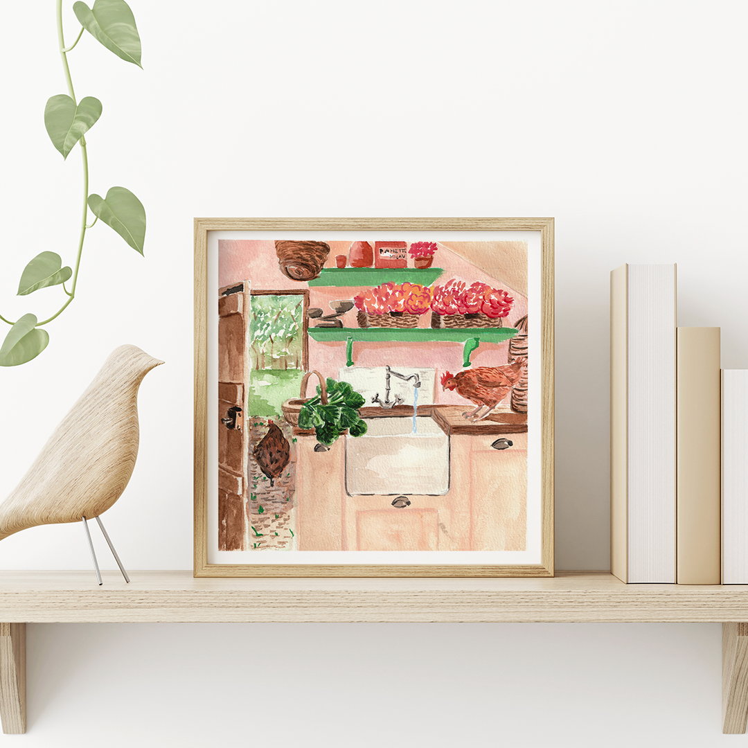 Rustic kitchen - Cuisine rustique - Art Print by Eva