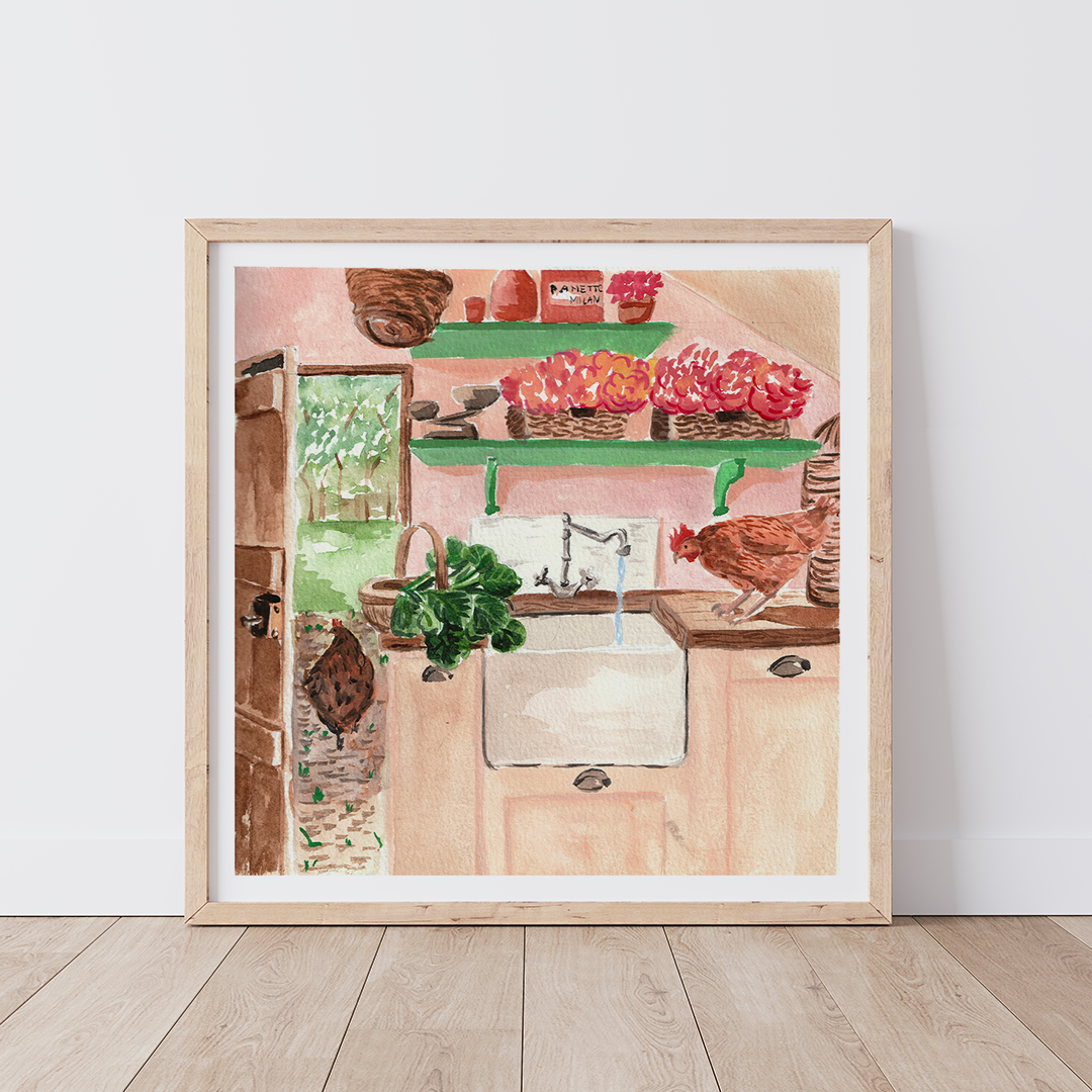 Rustic kitchen - Cuisine rustique - Art Print by Eva