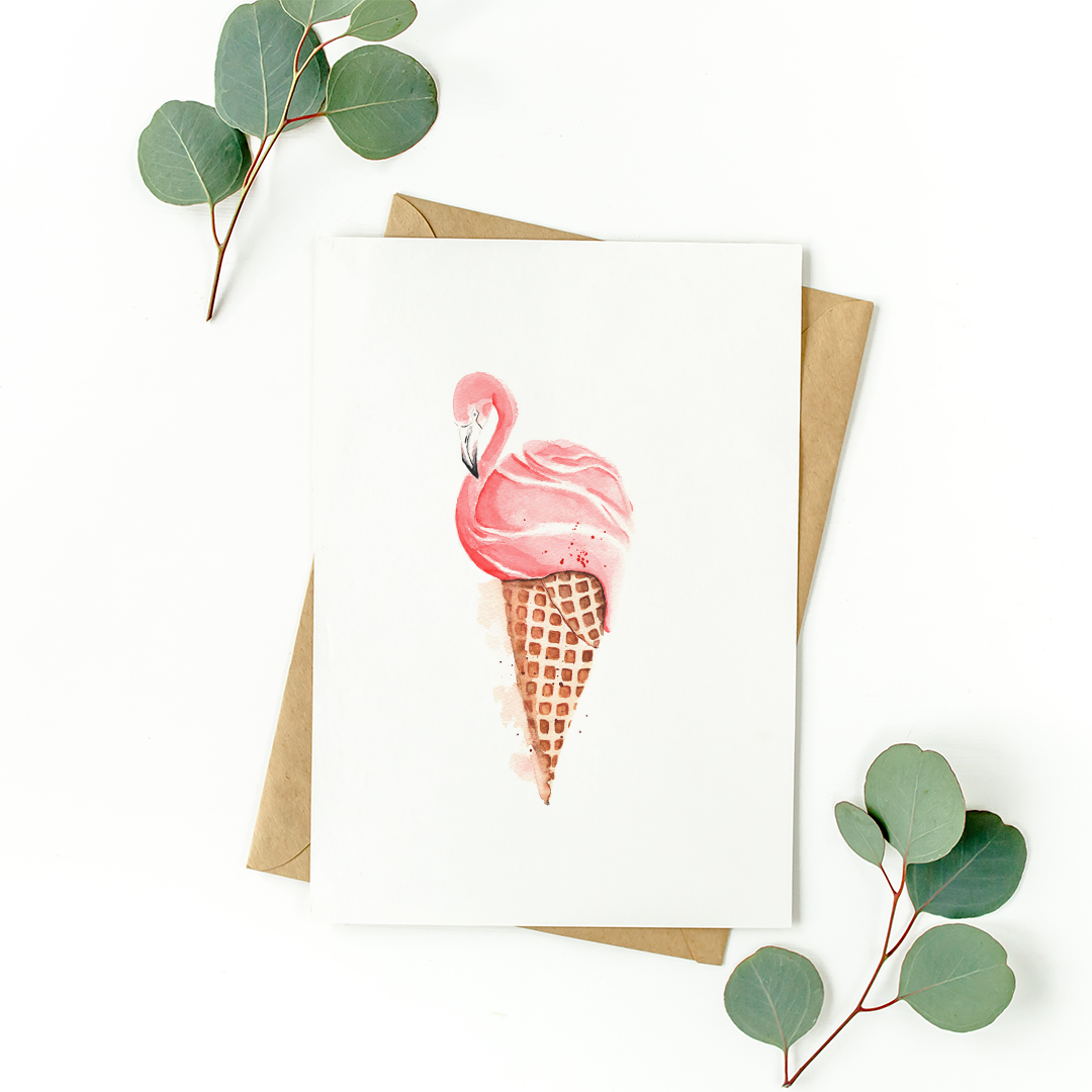 Flamingo ice cream - Well Drawn